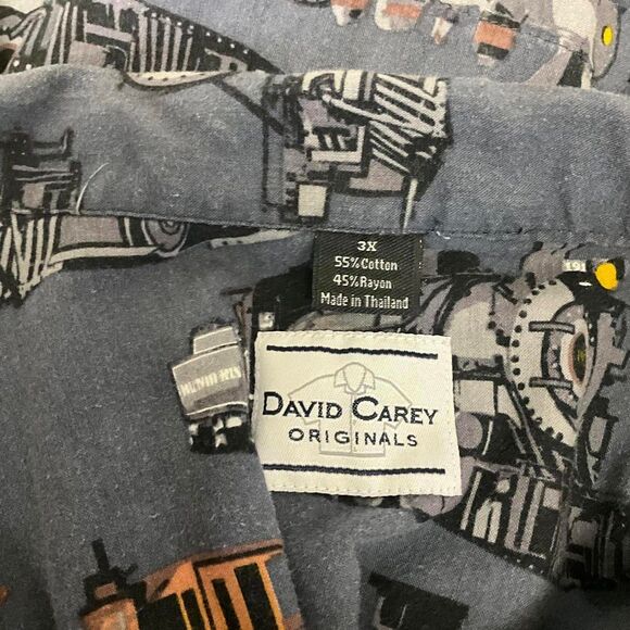 David Carey Originals Men's Size 3XL Trains Locomotive Short Sleeve Button Down - Picture 5 of 7